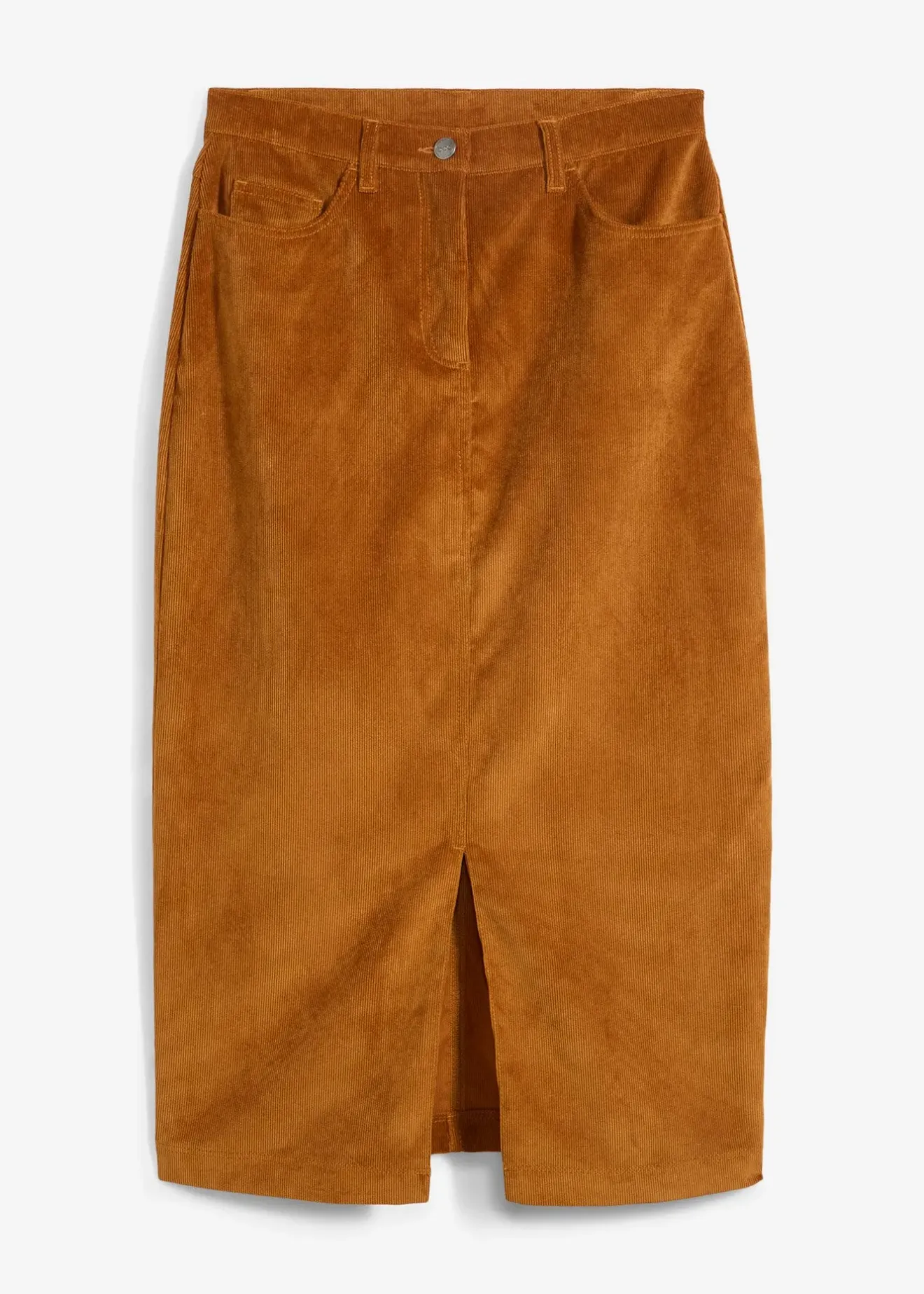 bonprix Jupe midi en velours côtelé, extensible|Femme Jupes