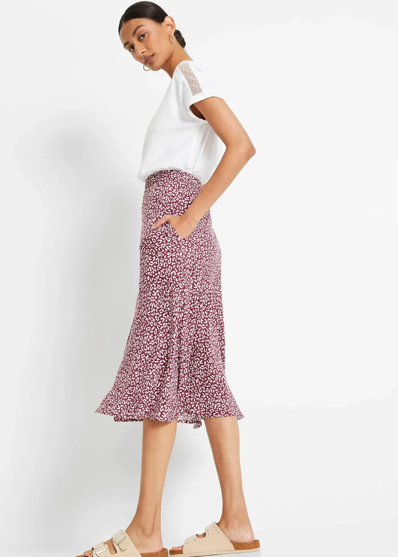 bonprix Jupe midi en viscose avec poches|Femme Jupes