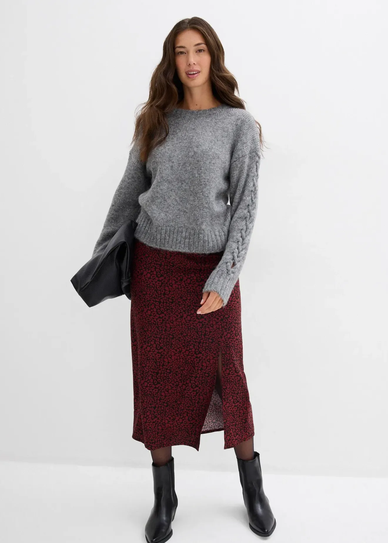 Femme bonprix Jupes|Jupe midi en viscose fluide