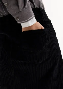 Femme bonprix Jupes|Jupe midi extensible en velours côtelé avec patte de boutonnage