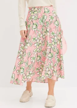 Femme bonprix Jupes|Jupe midi fluide en viscose mélangée