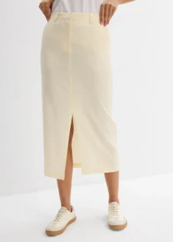 Femme bonprix Jupes|Jupe midi légère en lin mélangé