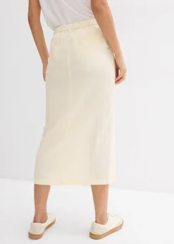 Femme bonprix Jupes|Jupe midi légère en lin mélangé