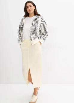 Femme bonprix Jupes|Jupe midi légère en lin mélangé