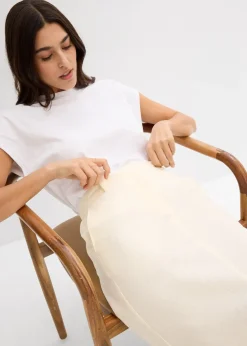 Femme bonprix Jupes|Jupe midi légère en lin mélangé