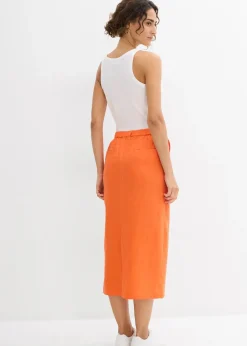 bonprix Jupe midi légère en lin mélangé|Femme Jupes