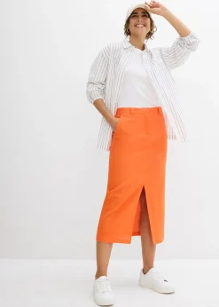 bonprix Jupe midi légère en lin mélangé|Femme Jupes