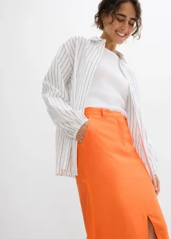 bonprix Jupe midi légère en lin mélangé|Femme Jupes