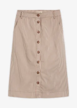 Femme bonprix Jupes|Jupe midi rayée à boutons