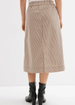 Femme bonprix Jupes|Jupe midi rayée à boutons