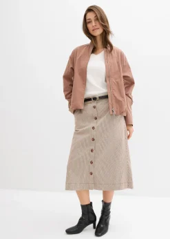 Femme bonprix Jupes|Jupe midi rayée à boutons