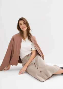 Femme bonprix Jupes|Jupe midi rayée à boutons