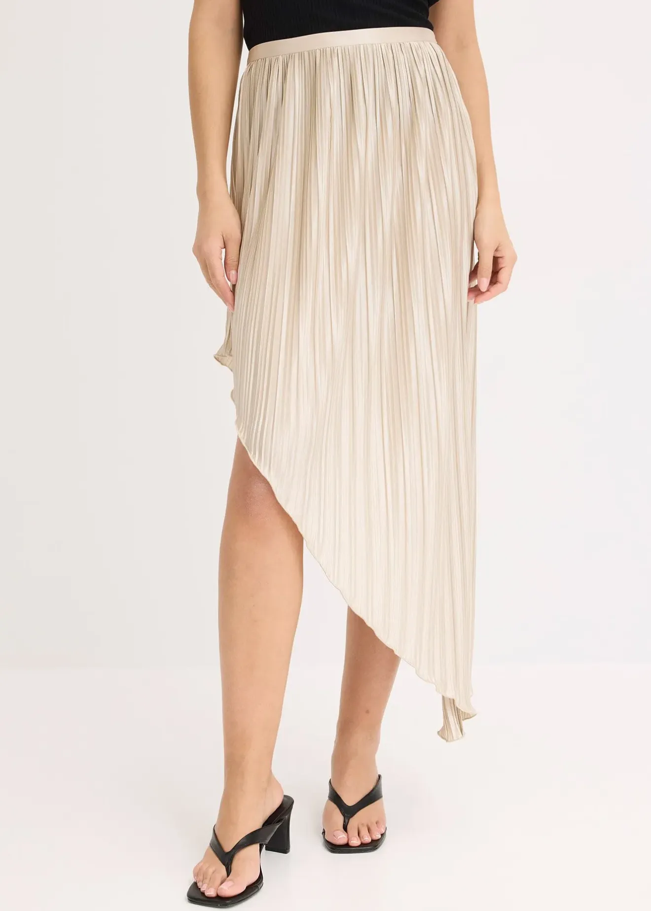 Femme bonprix Jupes|Jupe plissée en satin brillant