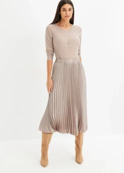 bonprix Jupe plissée en satin fin|Femme Jupes