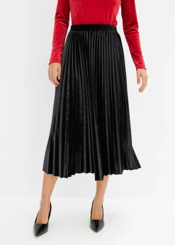 Femme bonprix Jupes|Jupe plissée en velours doux