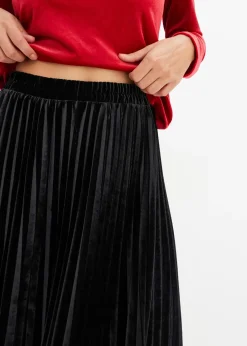 Femme bonprix Jupes|Jupe plissée en velours doux