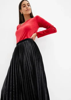 Femme bonprix Jupes|Jupe plissée en velours doux