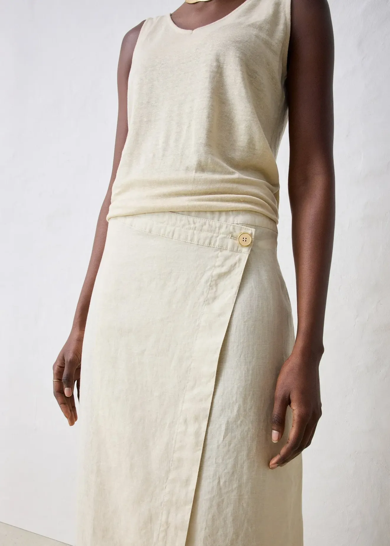 Femme bonprix Premium|Jupes|Jupe portefeuille 100 % lin