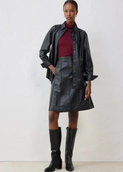 Femme bonprix Premium|Jupes|Jupe évasée en cuir d’agneau nappa