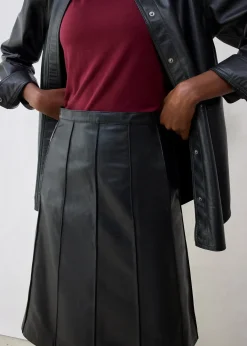 Femme bonprix Premium|Jupes|Jupe évasée en cuir d’agneau nappa