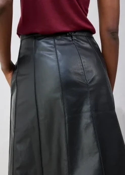 Femme bonprix Premium|Jupes|Jupe évasée en cuir d’agneau nappa