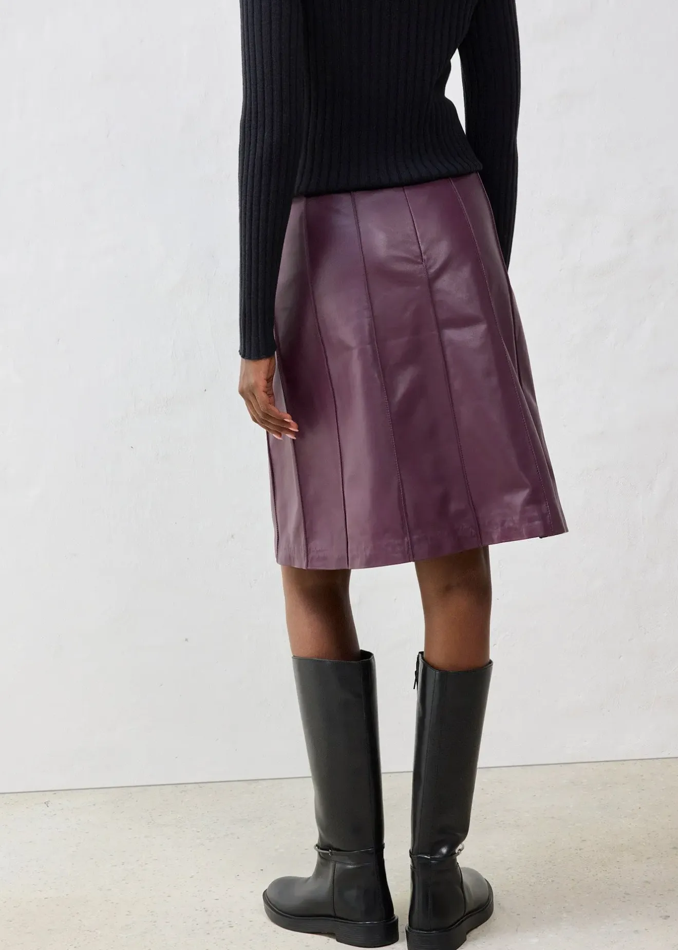 bonprix Jupe évasée en cuir d’agneau nappa|Femme Premium|Jupes