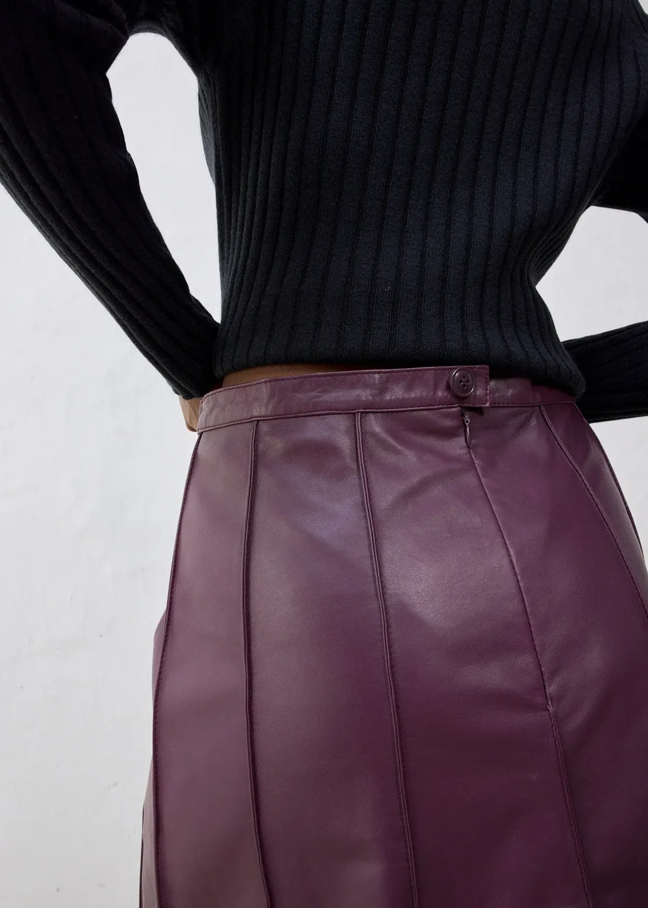 bonprix Jupe évasée en cuir d’agneau nappa|Femme Premium|Jupes