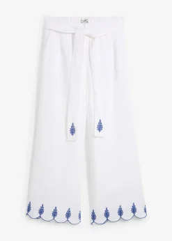 Femme bonprix Premium|Pantalons|Jupe-culotte en lin avec ceinture (ens. 2 pces)