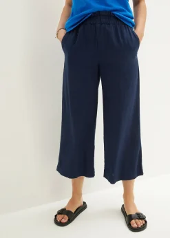 Femme bonprix Pantalons|Jupe-culotte en lin, longueur mollet