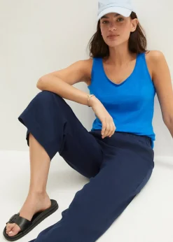 Femme bonprix Pantalons|Jupe-culotte en lin, longueur mollet