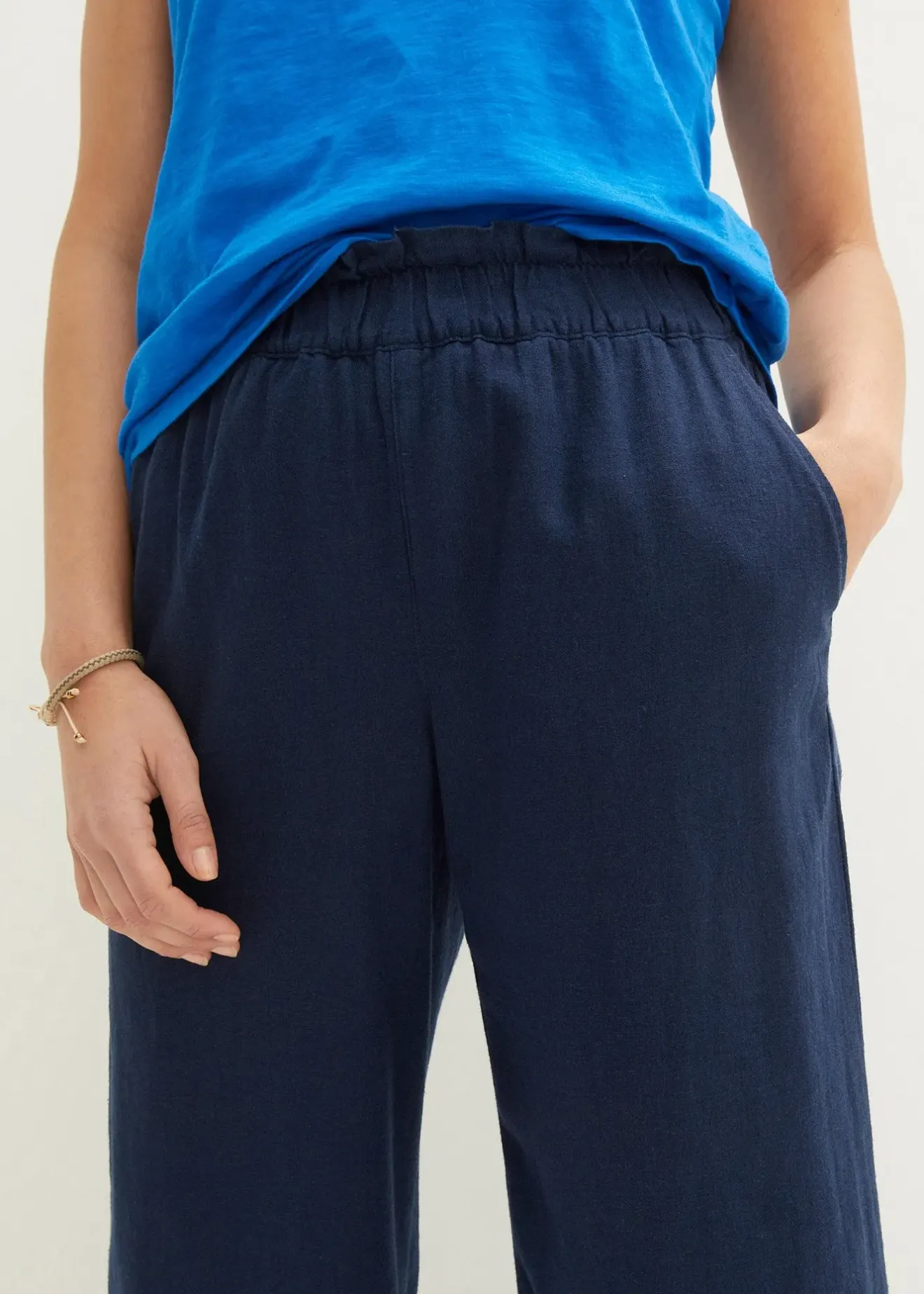 Femme bonprix Pantalons|Jupe-culotte en lin, longueur mollet