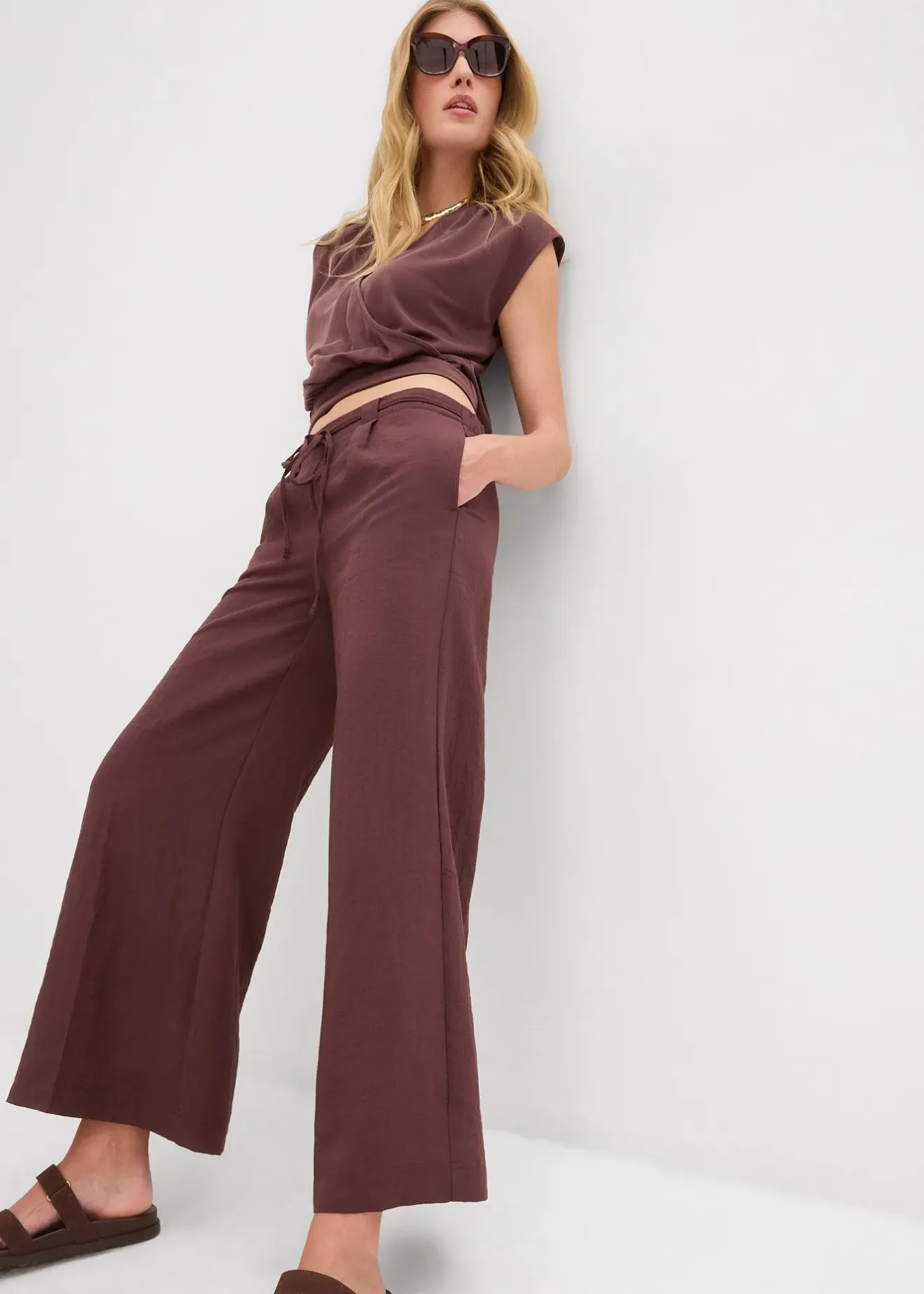 Femme bonprix Pantalons|Jupe-culotte fluide en viscose mélangée