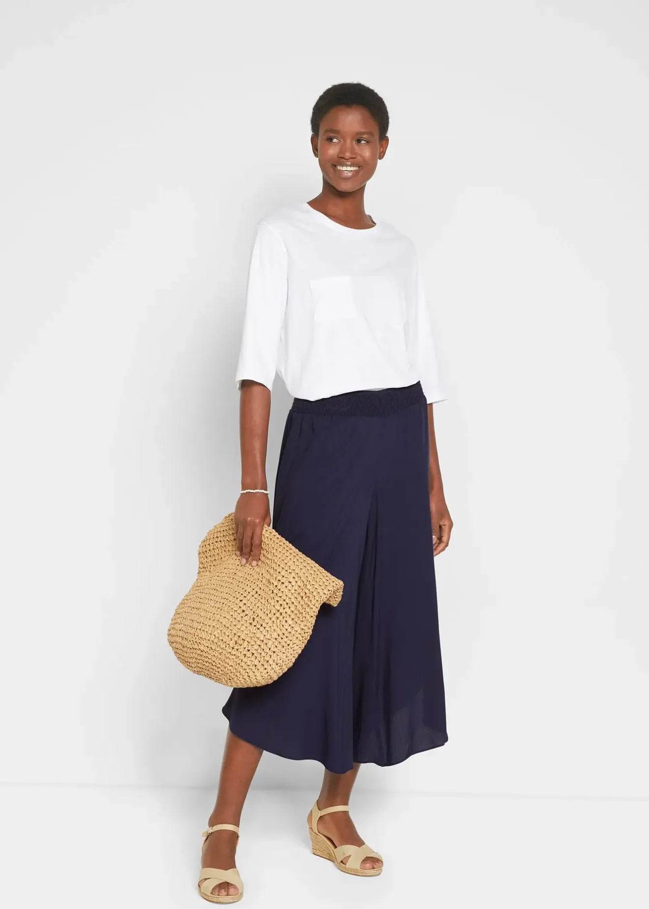 bonprix Jupe-culotte longueur mollet en viscose|Femme Pantalons