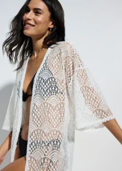 bonprix Kimono de plage transparent|Femme Vêtements De Plage|Chemisiers