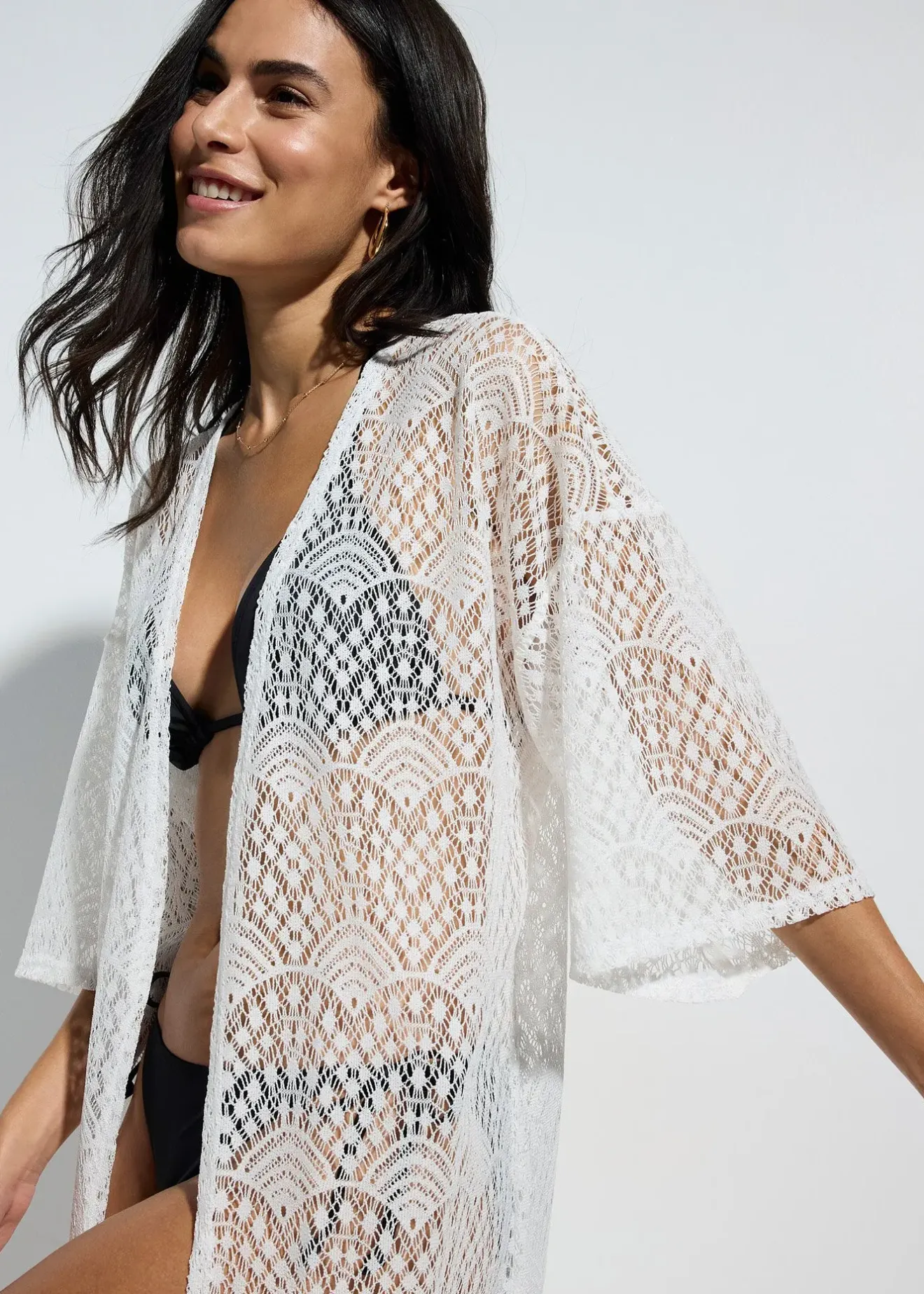 bonprix Kimono de plage transparent|Femme Vêtements De Plage|Chemisiers