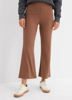 bonprix Legging évasé en matière côtelée, cropped|Femme Pantalons