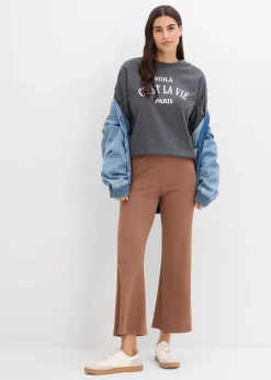 bonprix Legging évasé en matière côtelée, cropped|Femme Pantalons