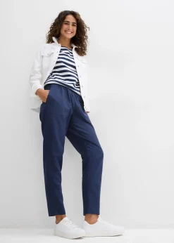 Femme bonprix Pantalons|Léger pantalon jogger en lin mélangé