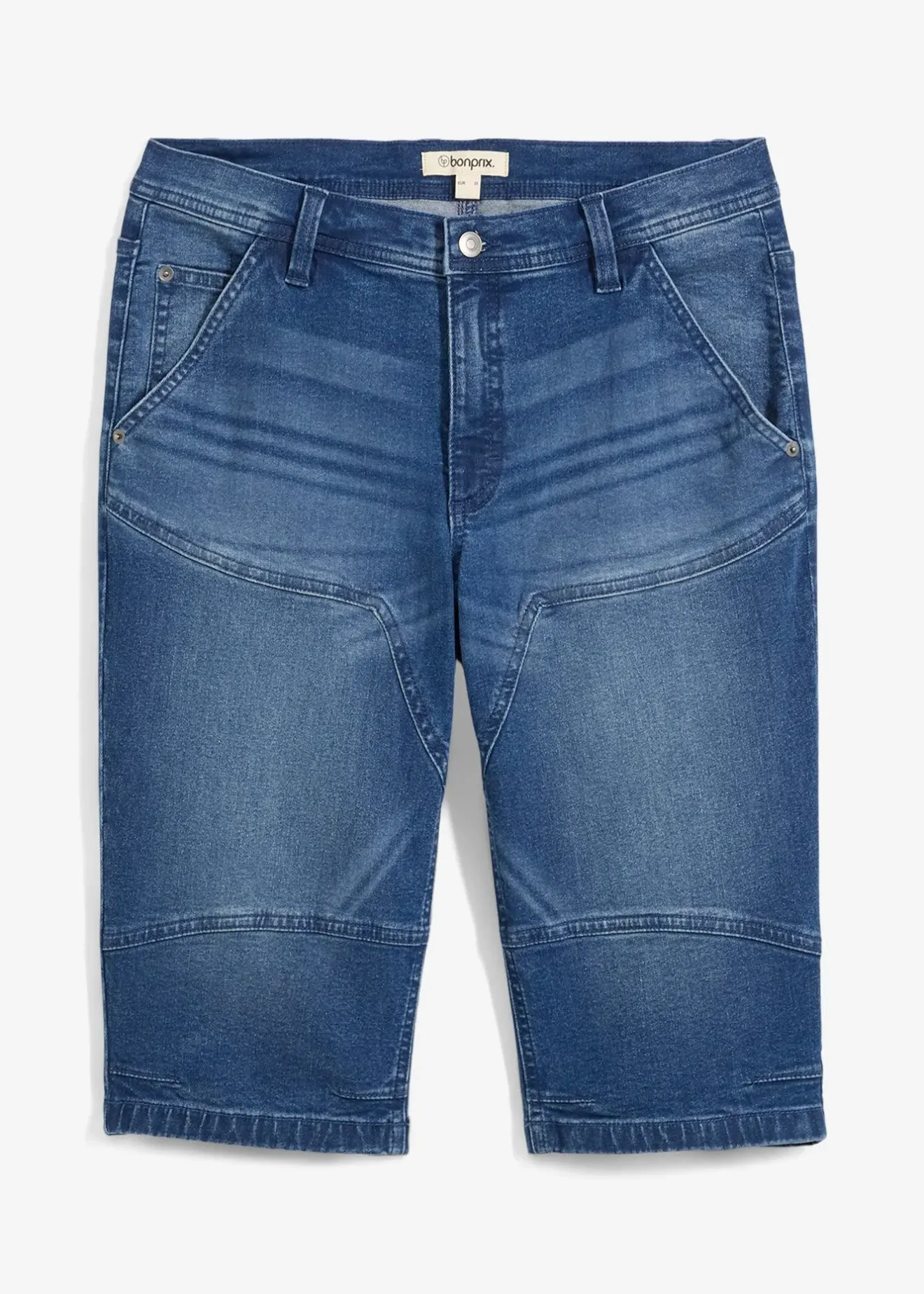 bonprix Long bermuda en jean extensible, Regular|Homme Shorts|Jeans