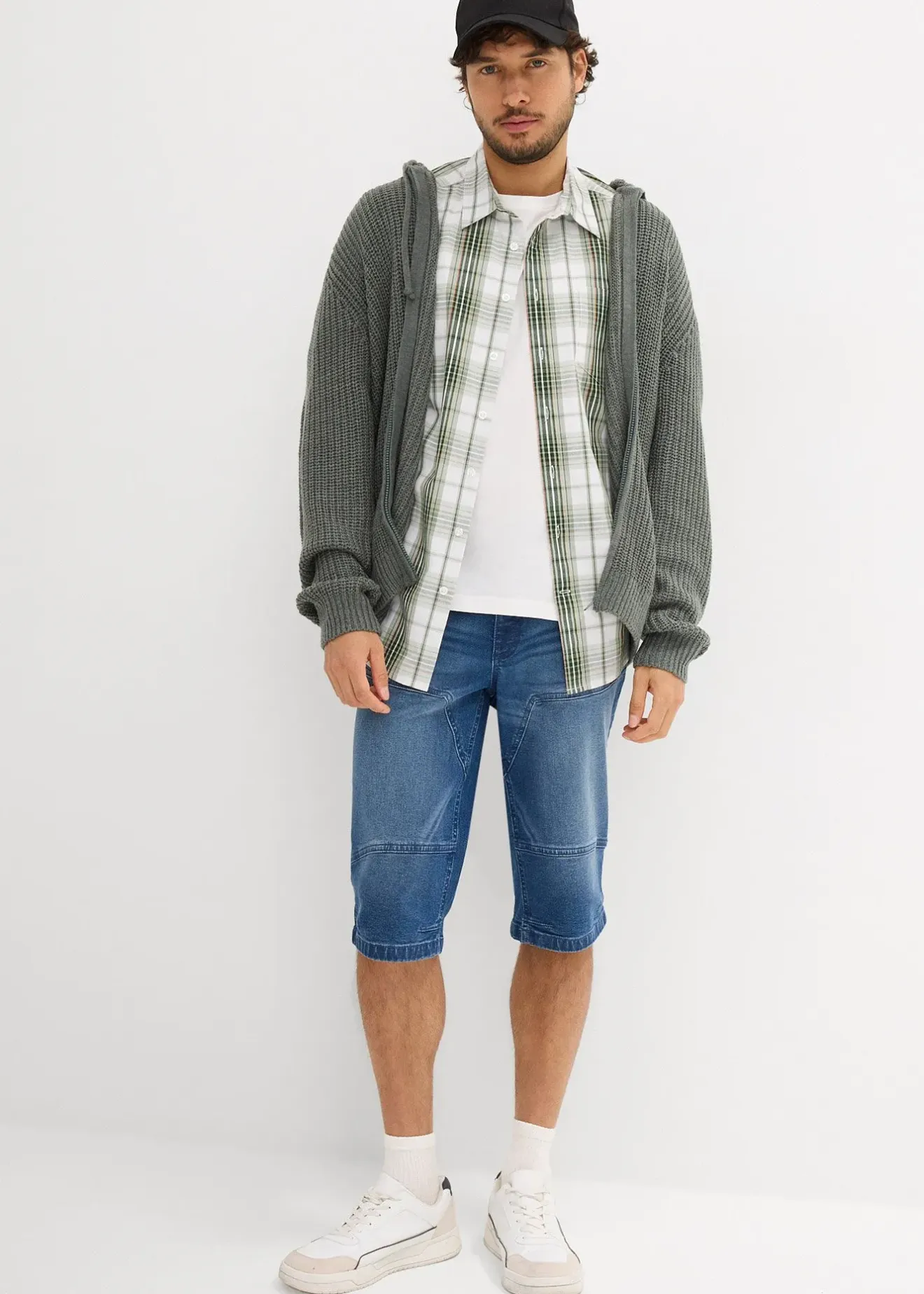 bonprix Long bermuda en jean extensible, Regular|Homme Shorts|Jeans