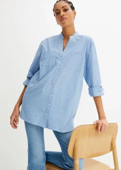 Femme bonprix Chemisiers|Long chemisier à manches retroussées