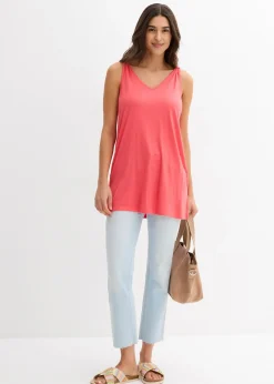 Femme bonprix T-Shirts & Tops|Long débardeur en viscose et lin