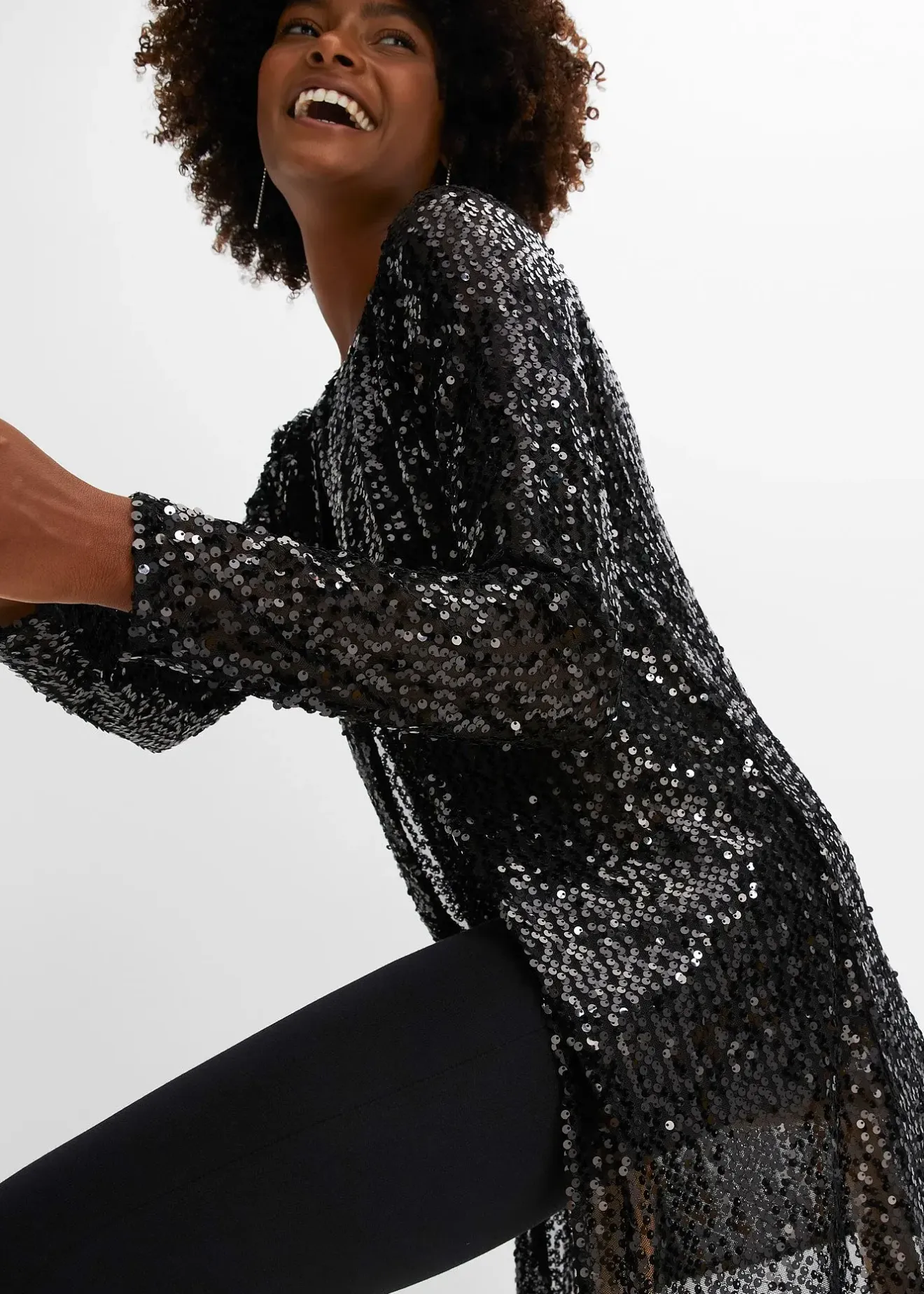 bonprix Long gilet à sequins|Femme Mode Festive|Vestes & Manteaux
