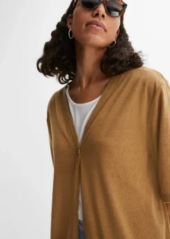 Femme bonprix Maille|Pulls & Gilets|Long gilet en maille aspect lin