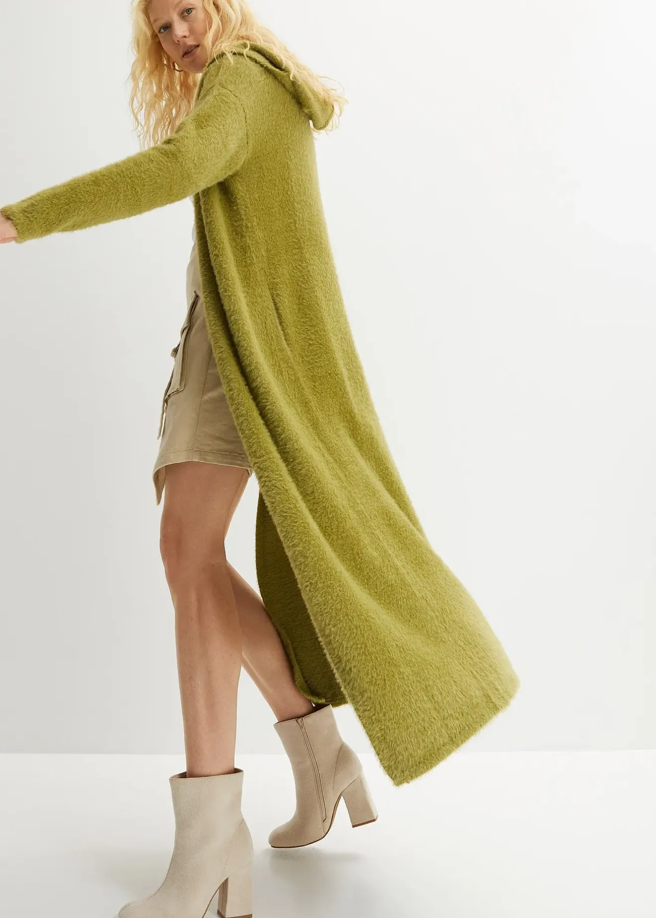 bonprix Long gilet en maille duveteuse|Femme Maille|Pulls & Gilets