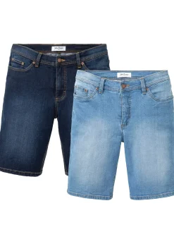 Homme bonprix Shorts|Jeans|Lot de 2 bermudas en jean extensible, regular