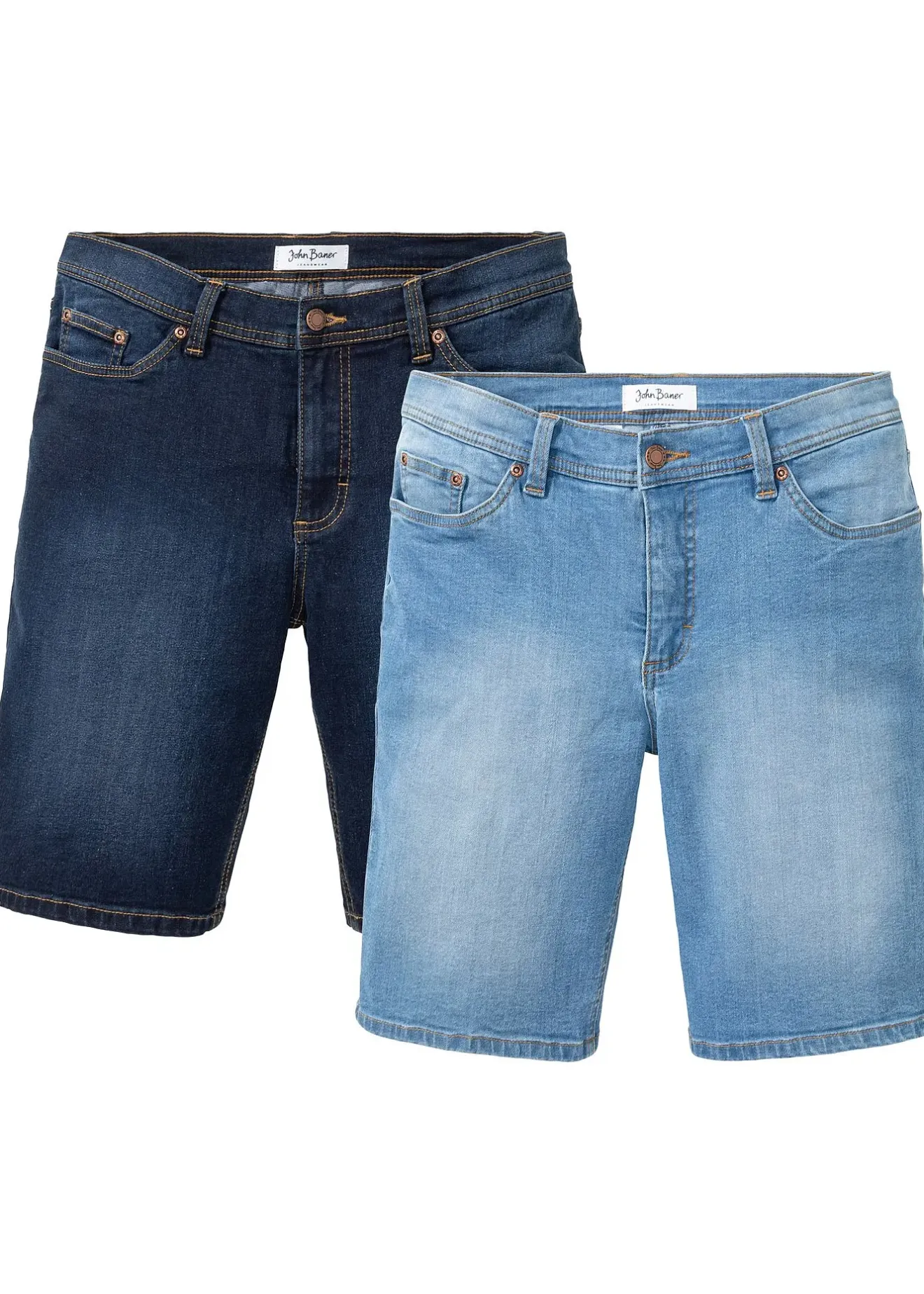 Homme bonprix Shorts|Jeans|Lot de 2 bermudas en jean extensible, regular