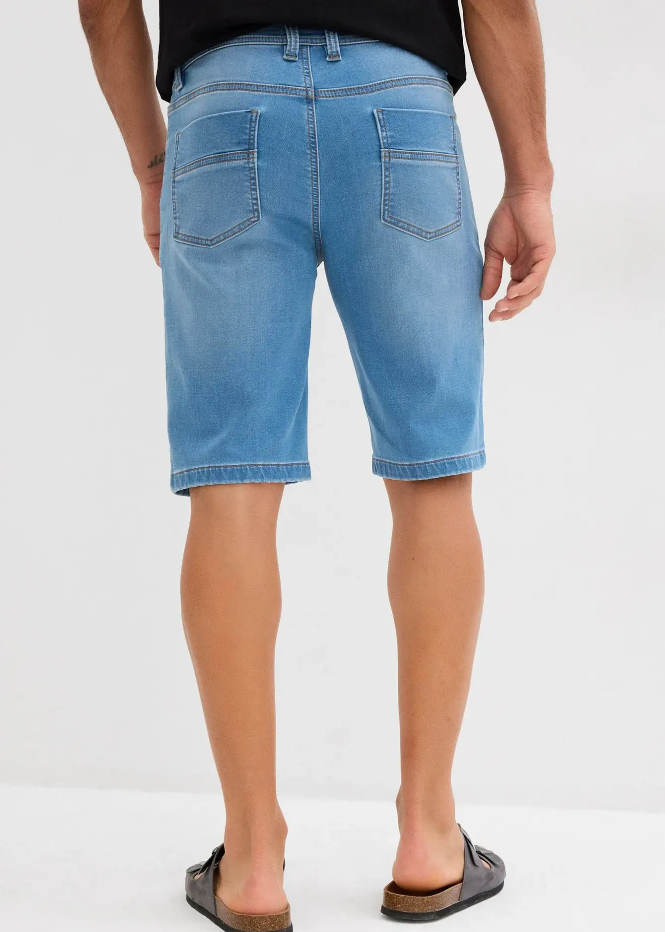 Homme bonprix Shorts|Jeans|Lot de 2 bermudas en molleton effet jean, slim