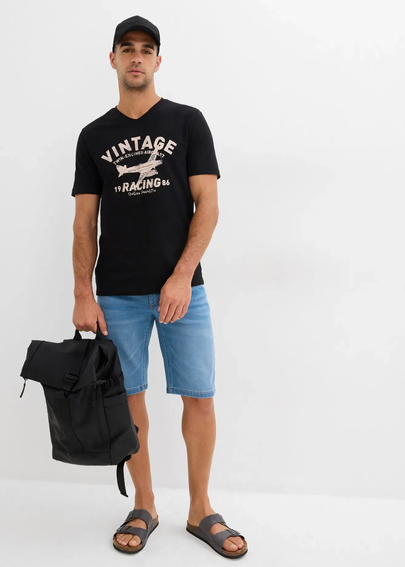 Homme bonprix Shorts|Jeans|Lot de 2 bermudas en molleton effet jean, slim