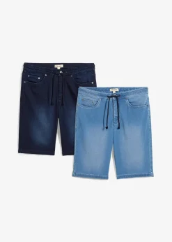 bonprix Lot de 2 bermudas en sweat effet jean, Regular|Homme Shorts|Jeans